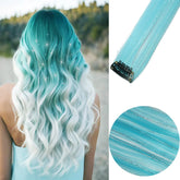 Clip in Hair Extensions Colored Party Highlights 22 inches 6pcs/pack Multi-colors Straight Hair Synthetic Hairpieces Royal Blue